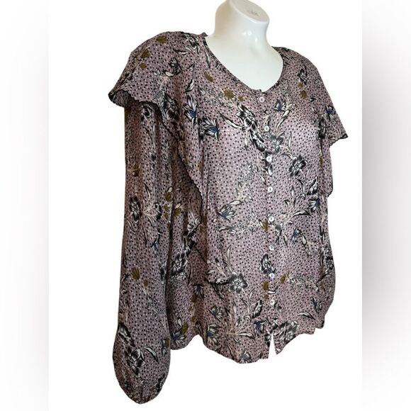 Anthropologie Dolan Floral Ruffle Blouse - Picture 3 of 11